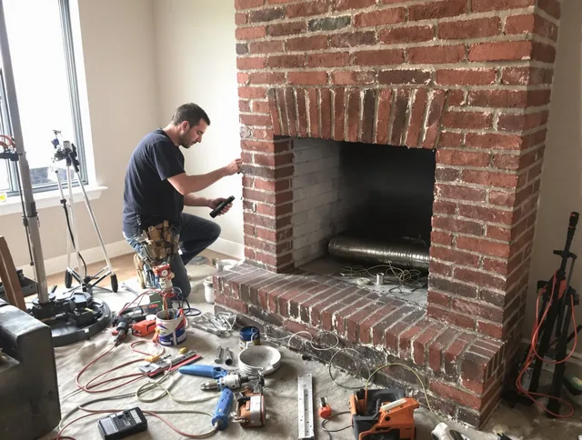 Milford Chimney Sweep specialist finalizing chimney liner service in Milford, CT
