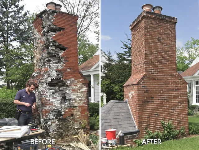 Milford Chimney Sweep performing a full chimney restoration in Milford, CT