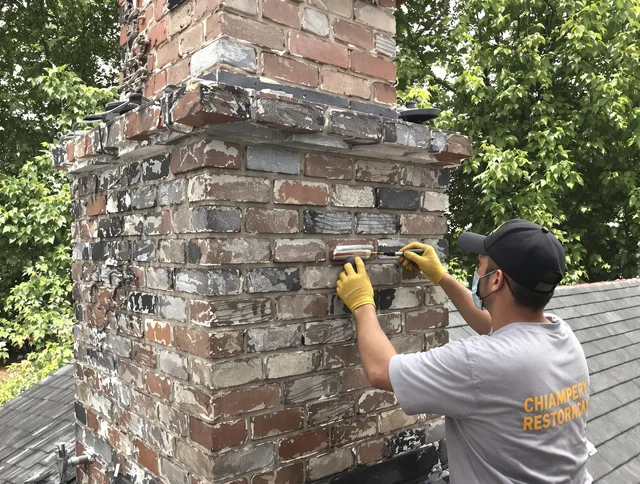 In-progress chimney restoration by Milford Chimney Sweep in Milford, CT