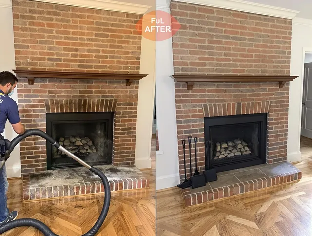 Milford Chimney Sweep carefully sanitizing a fireplace in Milford, CT
