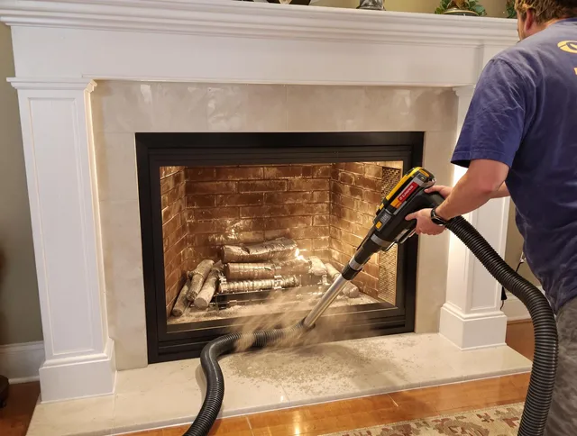 Fireplace cleaning performed by Milford Chimney Sweep in Milford, CT