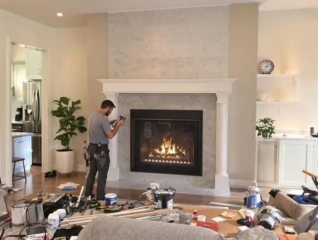 Newly installed fireplace by Milford Chimney Sweep in Milford, CT